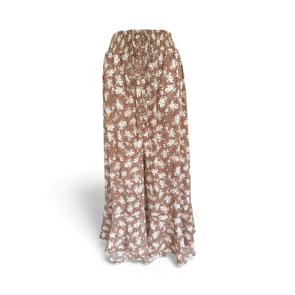 Promesa Dresses & Skirts - Promesa-Brown & Cream  Maxi Skirt with front slit and button detail.